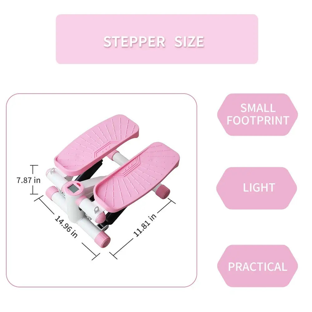 Mini Stepper with Resistance Band, Stair Stepping Fitness Exercise Home Workout Equipment for Full Body Workout, Step Machine with LCD Monitor(Pink) MLNshops]