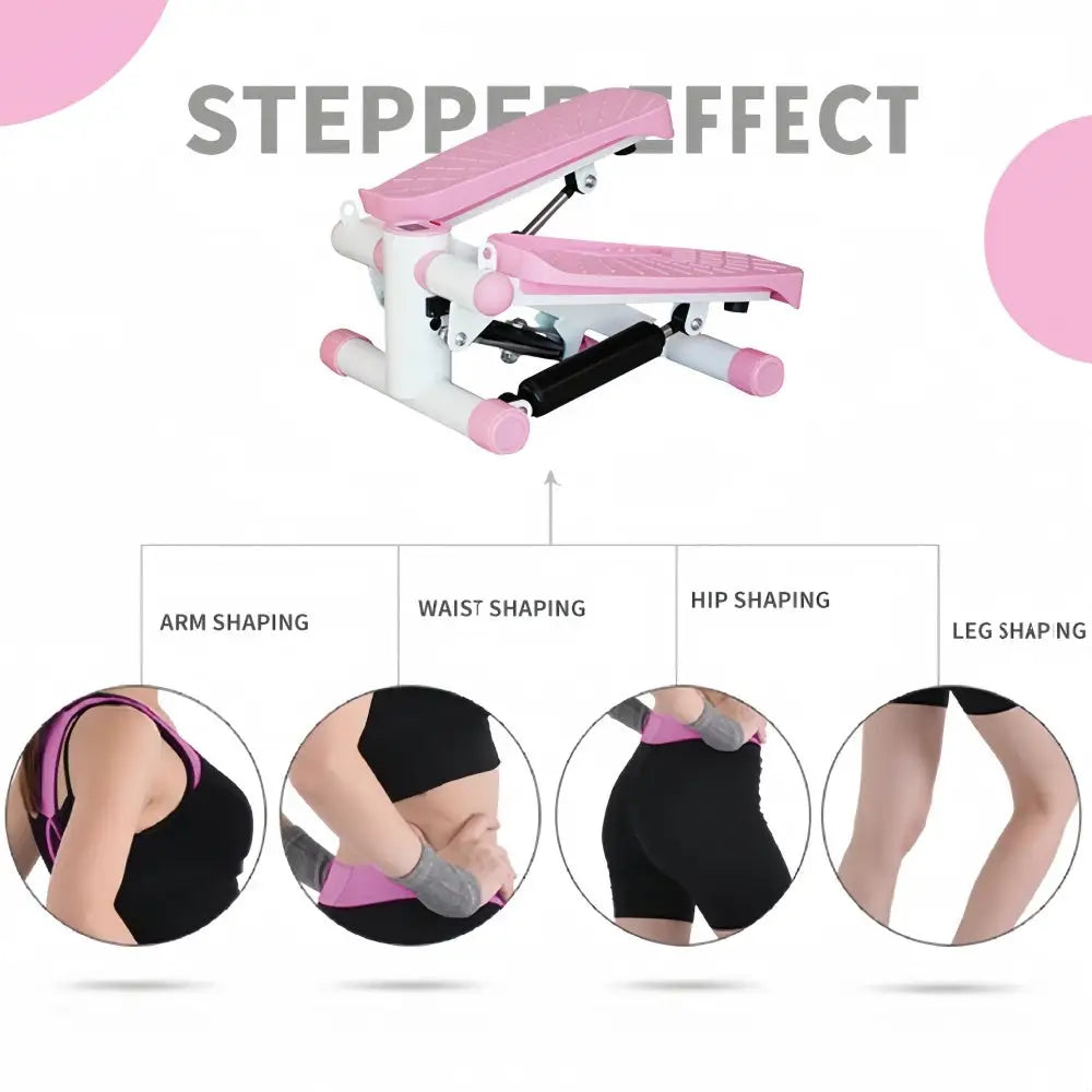 Mini Stepper with Resistance Band, Stair Stepping Fitness Exercise Home Workout Equipment for Full Body Workout, Step Machine with LCD Monitor(Pink) MLNshops]