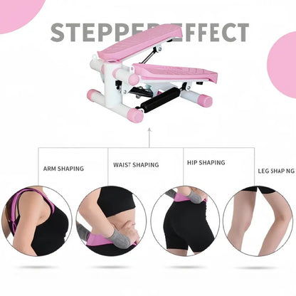 Mini Stepper with Resistance Band, Stair Stepping Fitness Exercise Home Workout Equipment for Full Body Workout, Step Machine with LCD Monitor(Pink) MLNshops]