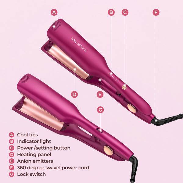 mlnshops 2 Barrel Curling Iron for Waves - Hair Crimper