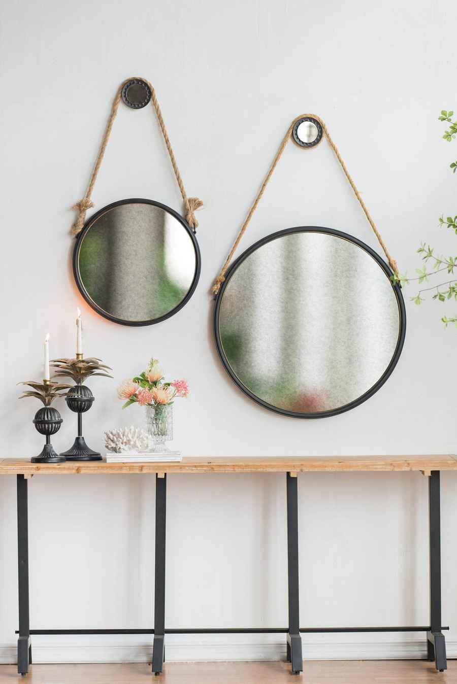 MLNshops Circle Mirror with Rope Strap for Bathroom