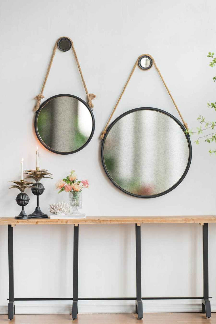 MLNshops Circle Mirror with Rope Strap for Bathroom