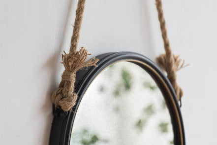 MLNshops Circle Mirror with Rope Strap for Bathroom
