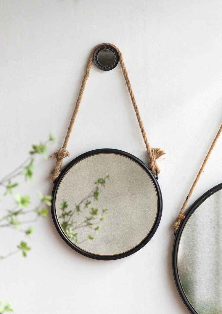 MLNshops Circle Mirror with Rope Strap for Bathroom