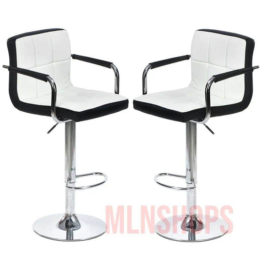 mlnshops 360 Rotating Bar Stool Set - Modern Comfort Front white and back black