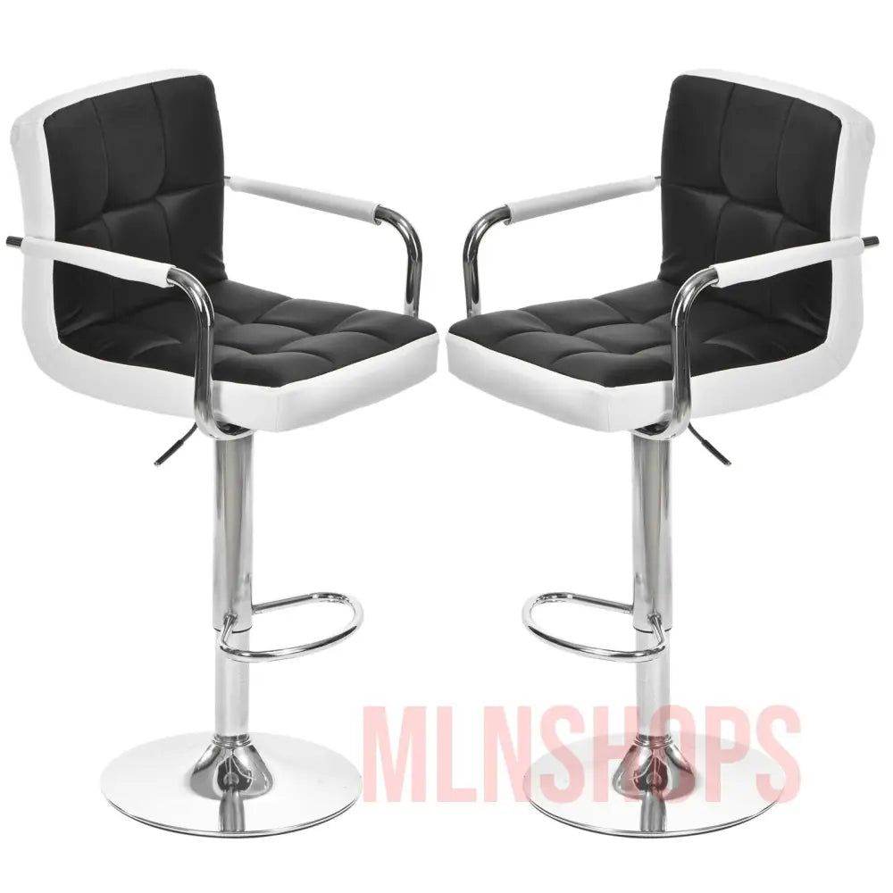 mlnshops 360 Rotating Bar Stool Set - Modern Comfort Front black and back white