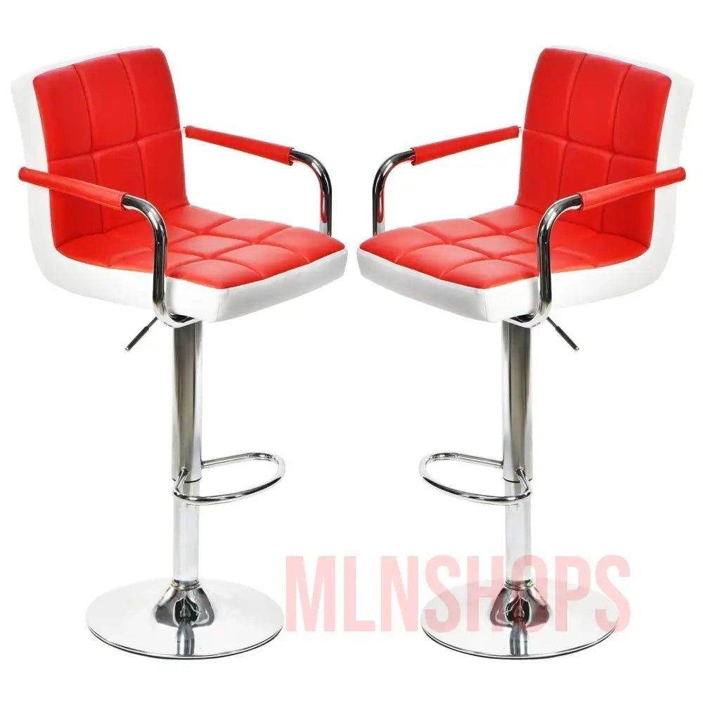 mlnshops 360 Rotating Bar Stool Set - Modern Comfort Front red and back white