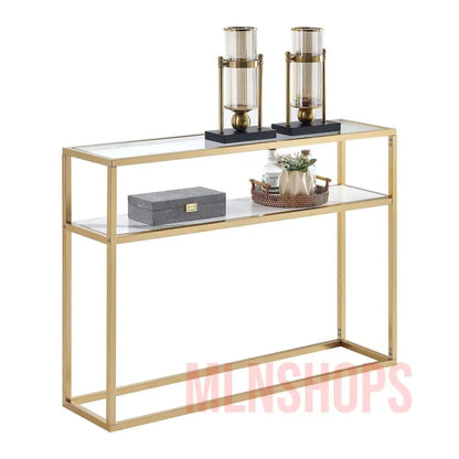 MLNshops Console Tables for Entryway, Faux Marble Sofa Tables, Entryway Table for Living Room, Gold Entrance Table. MLNshops]