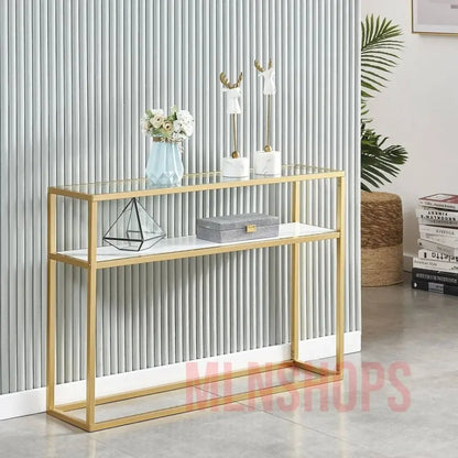 MLNshops Console Tables for Entryway, Faux Marble Sofa Tables, Entryway Table for Living Room, Gold Entrance Table. MLNshops]