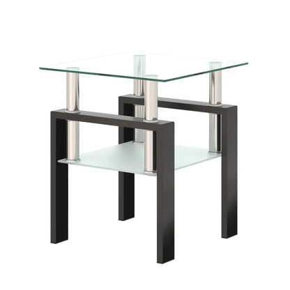 MLNshops Tempered Glass Tea Table Coffee Table End Table, Square Table for Living Room, Transparent/Black MLNshops]