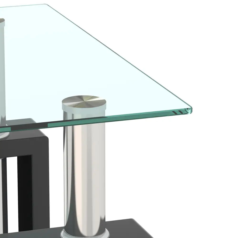 MLNshops Tempered Glass Tea Table Coffee Table End Table, Square Table for Living Room, Transparent/Black MLNshops]