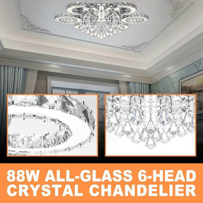MLNshops Modern Crystal Ceiling Light - 90W 6 Rings Design - MLNshops