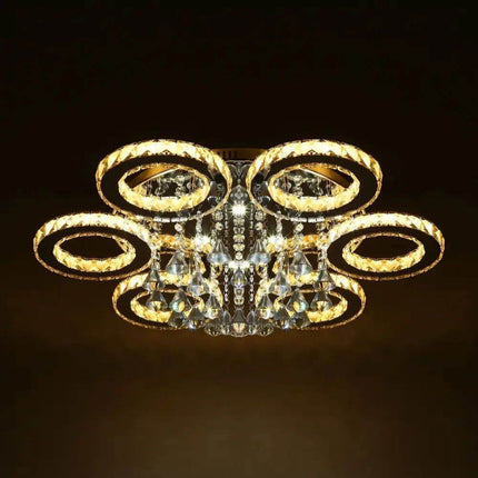 MLNshops Modern Crystal Ceiling Light - 90W 6 Rings Design