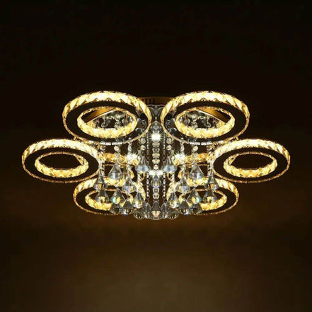 MLNshops Modern Crystal Ceiling Light - 90W 6 Rings Design