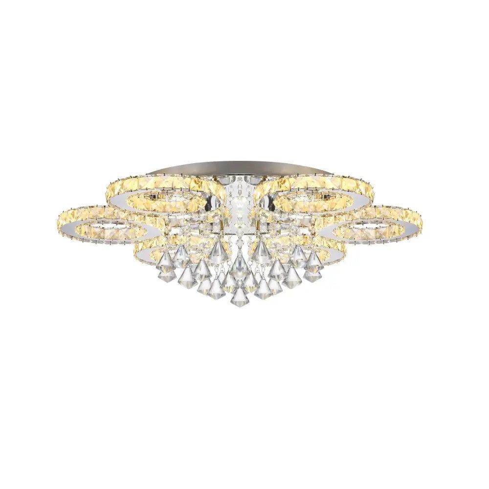 MLNshops Modern Crystal Ceiling Light - 90W 6 Rings Design