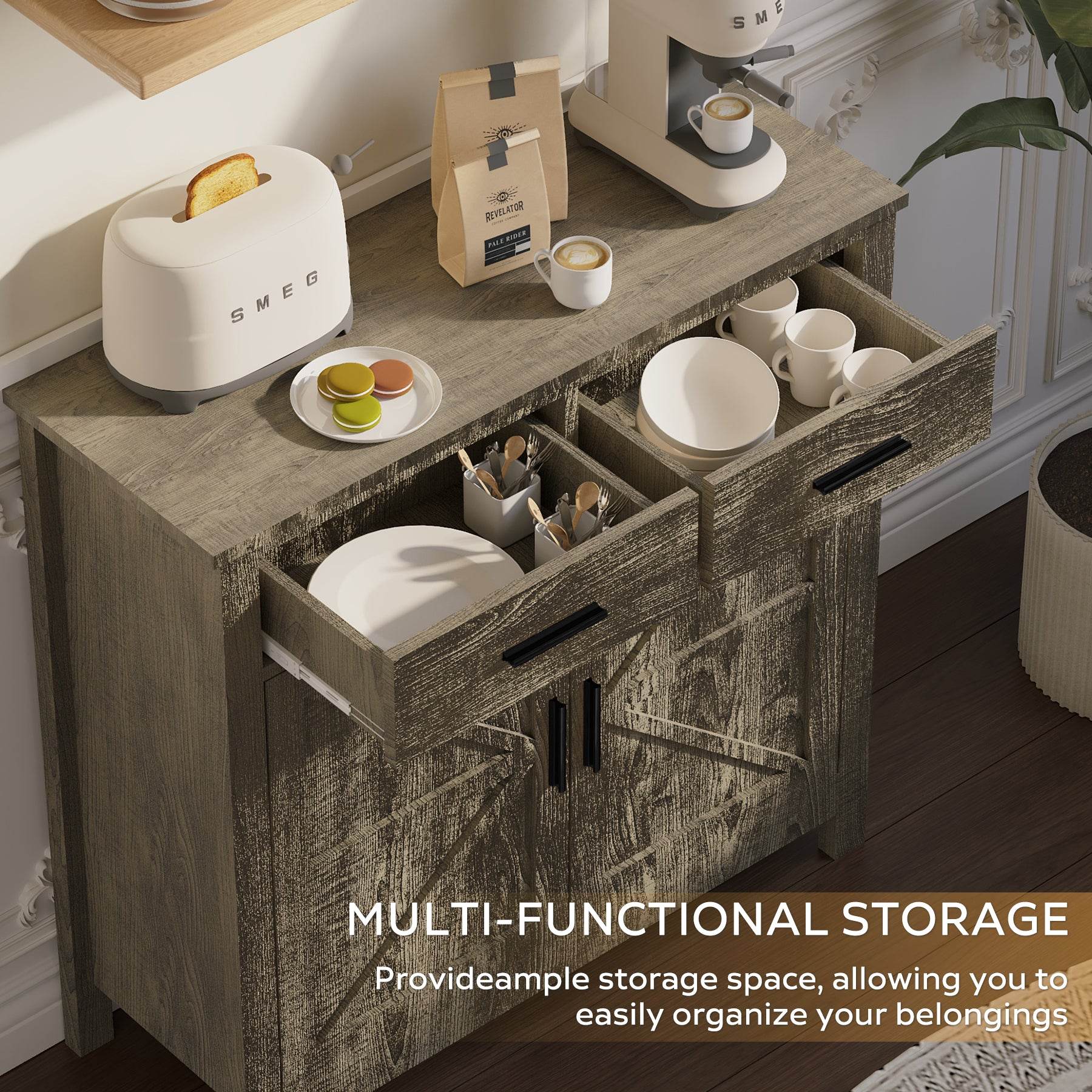 MLNshops Modern Farmhouse Buffet Cabinet for Stylish Storage