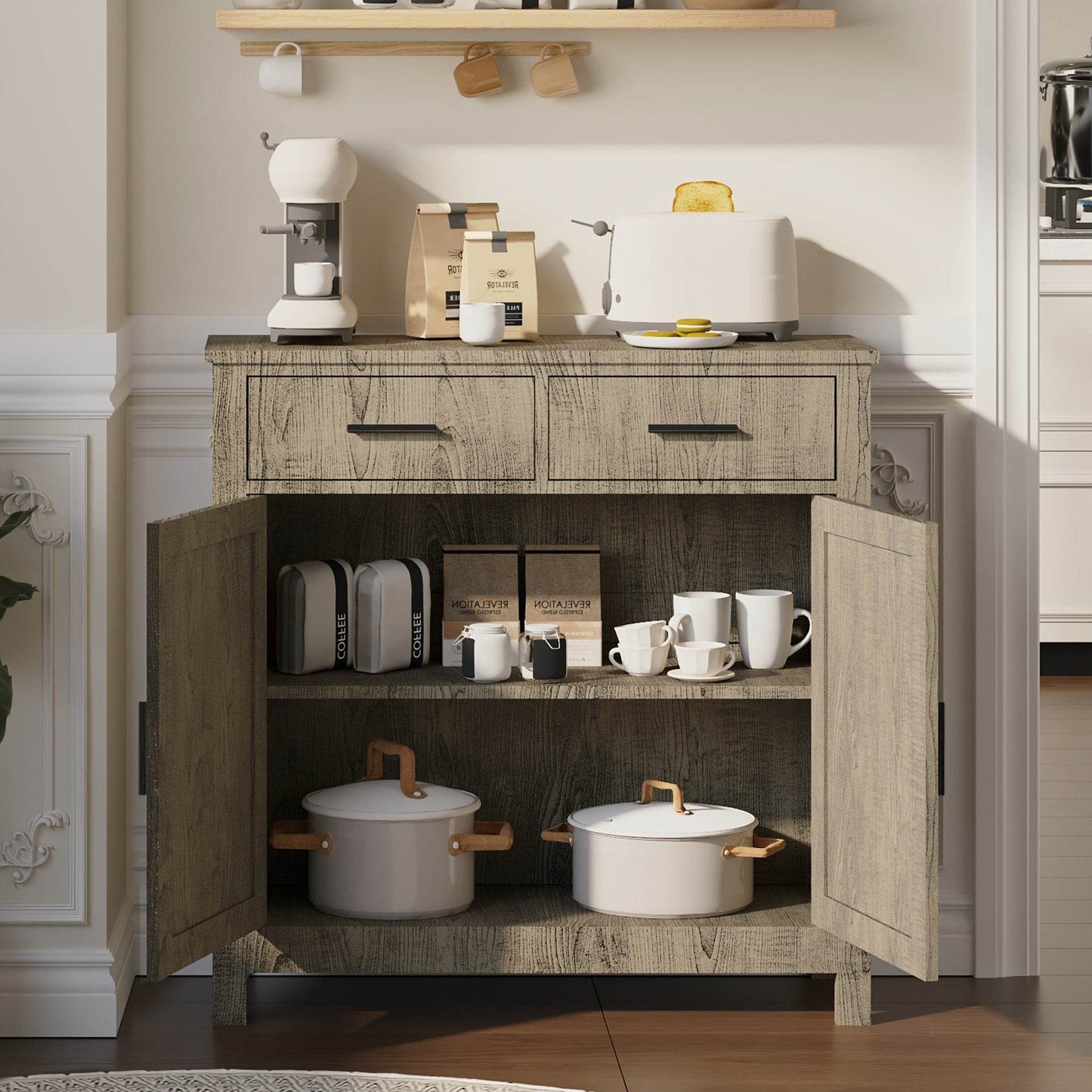 MLNshops Modern Farmhouse Buffet Cabinet for Stylish Storage