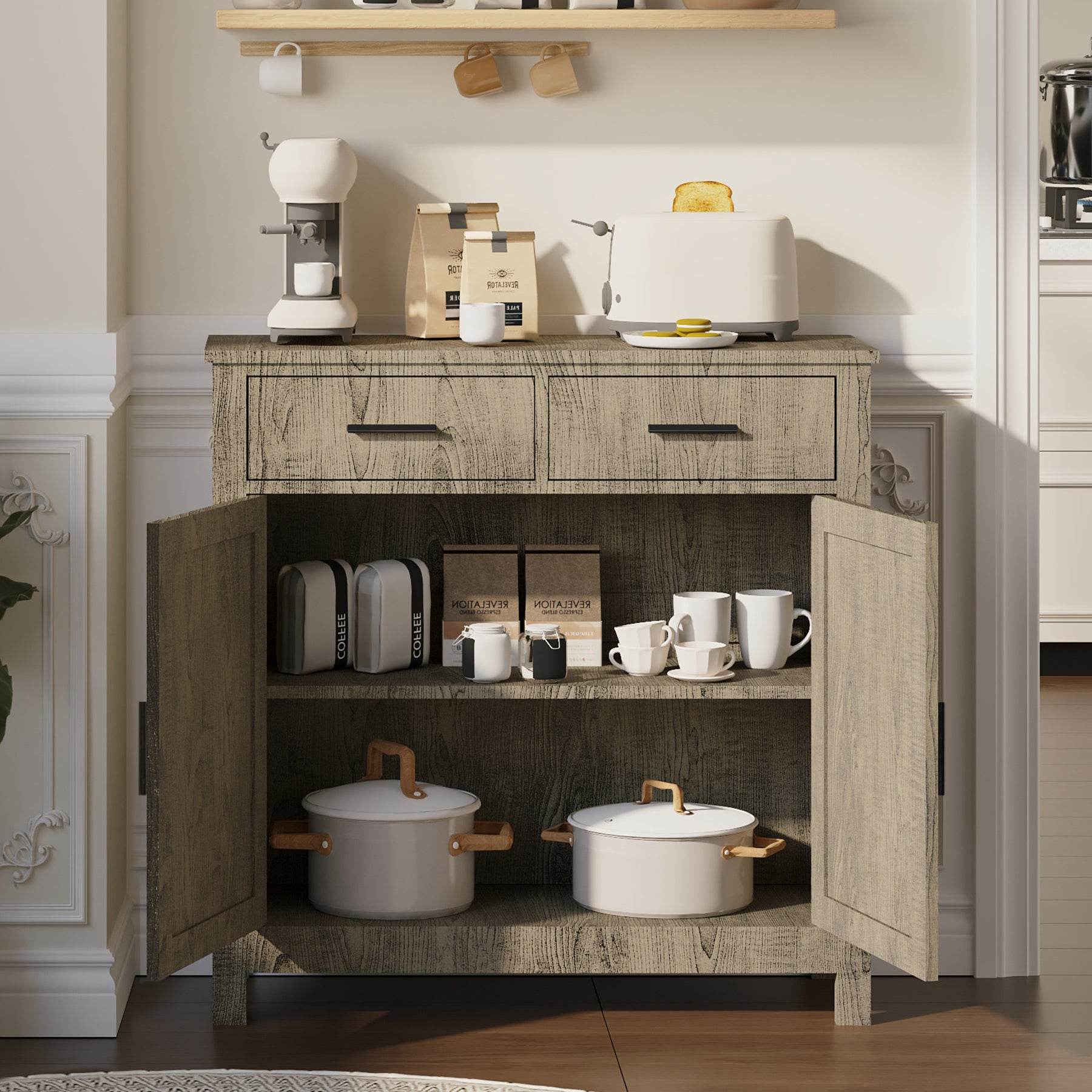 MLNshops Modern Farmhouse Buffet Cabinet for Stylish Storage