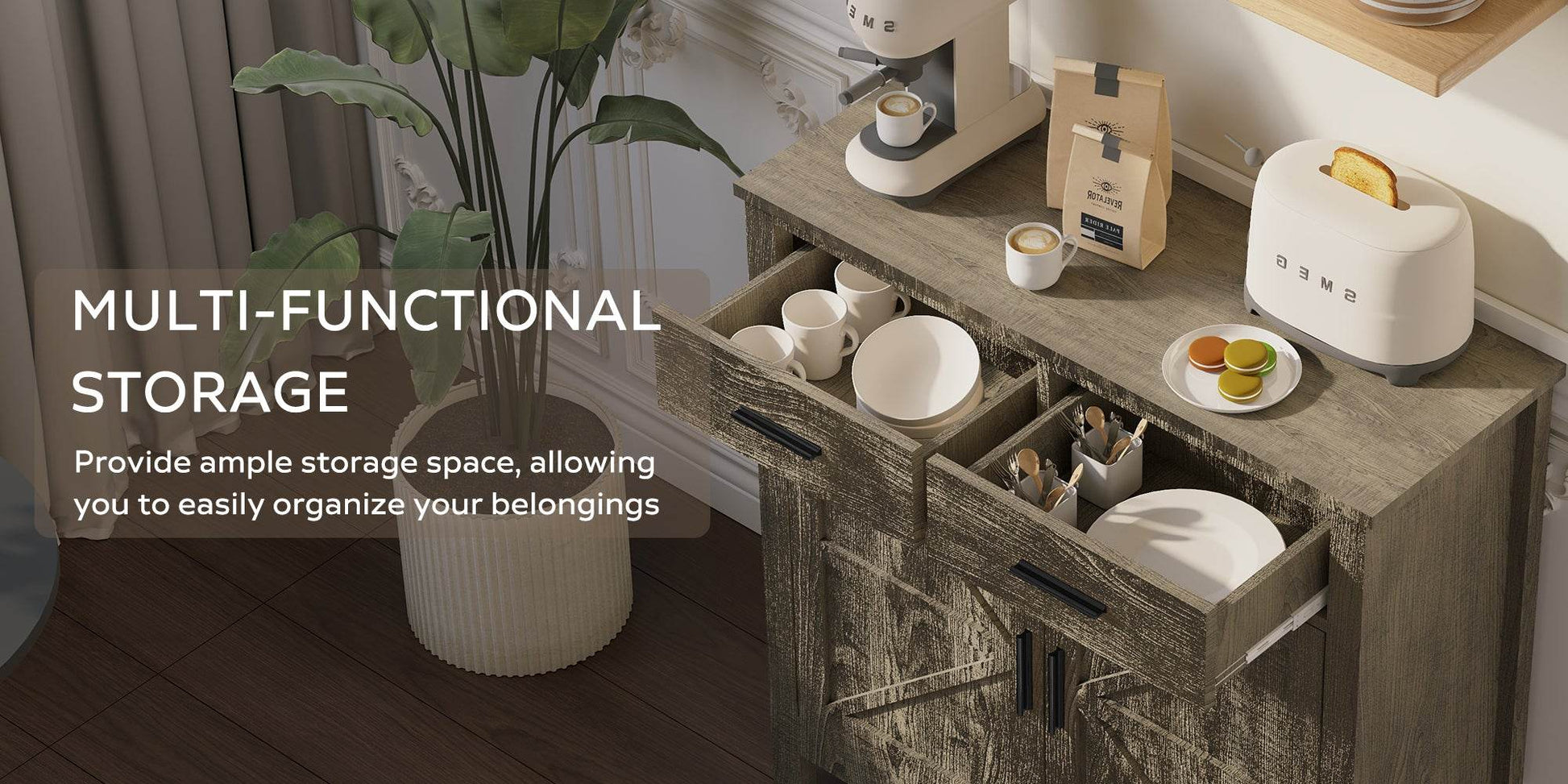 MLNshops Modern Farmhouse Buffet Cabinet for Stylish Storage