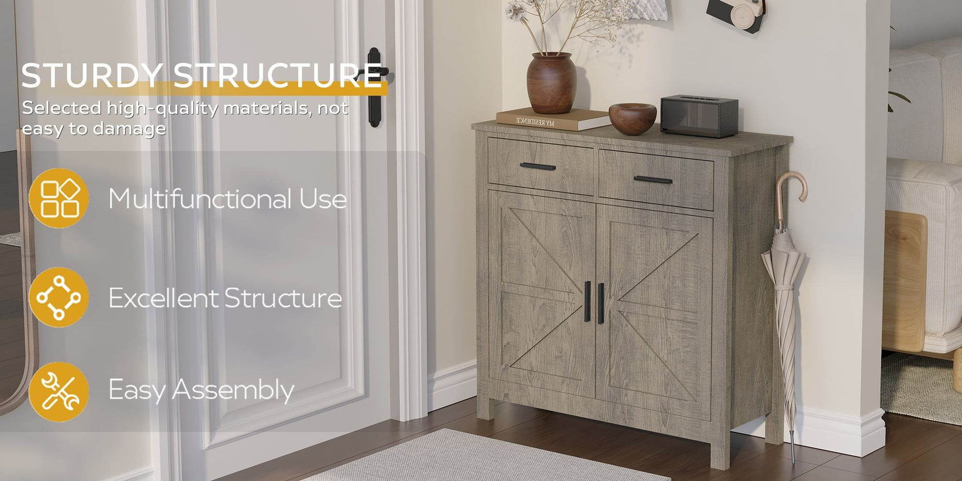 MLNshops Modern Farmhouse Buffet Cabinet for Stylish Storage