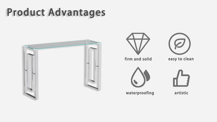 MLNshops Modern Glass Console Table with Chrome Frame