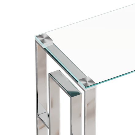MLNshops Modern Glass Console Table with Chrome Frame