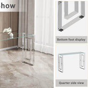 MLNshops Modern Glass Console Table with Chrome Frame