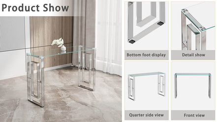 MLNshops Modern Glass Console Table with Chrome Frame