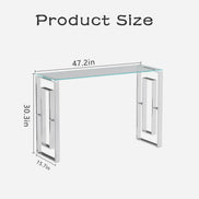 MLNshops Modern Glass Console Table with Chrome Frame