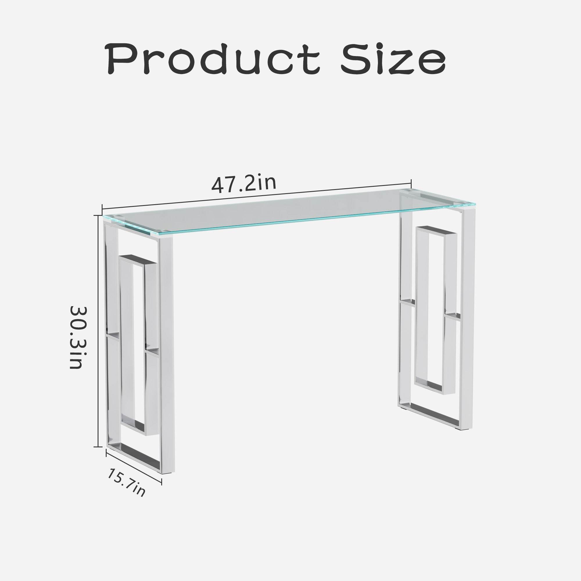 MLNshops Modern Glass Console Table with Chrome Frame
