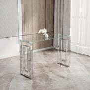 MLNshops Modern Glass Console Table with Chrome Frame Default