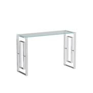MLNshops Modern Glass Console Table with Chrome Frame