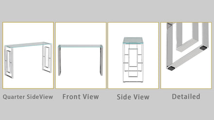 MLNshops Modern Glass Console Table with Chrome Frame