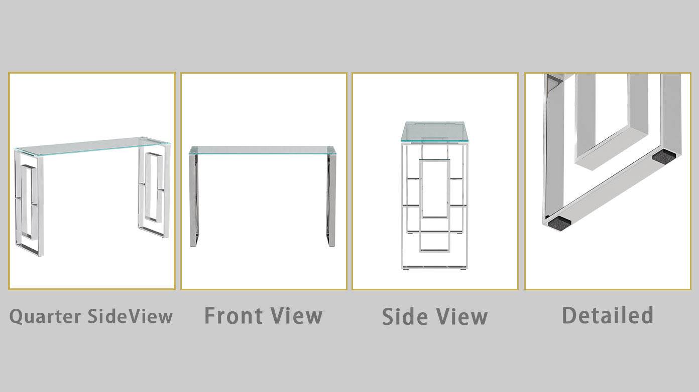 MLNshops Modern Glass Console Table with Chrome Frame