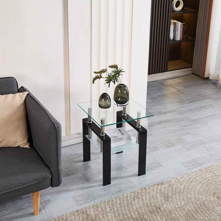 MLNshops Modern Glass End Tables Set for Stylish Living