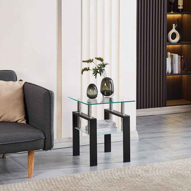 MLNshops Modern Glass End Tables Set for Stylish Living