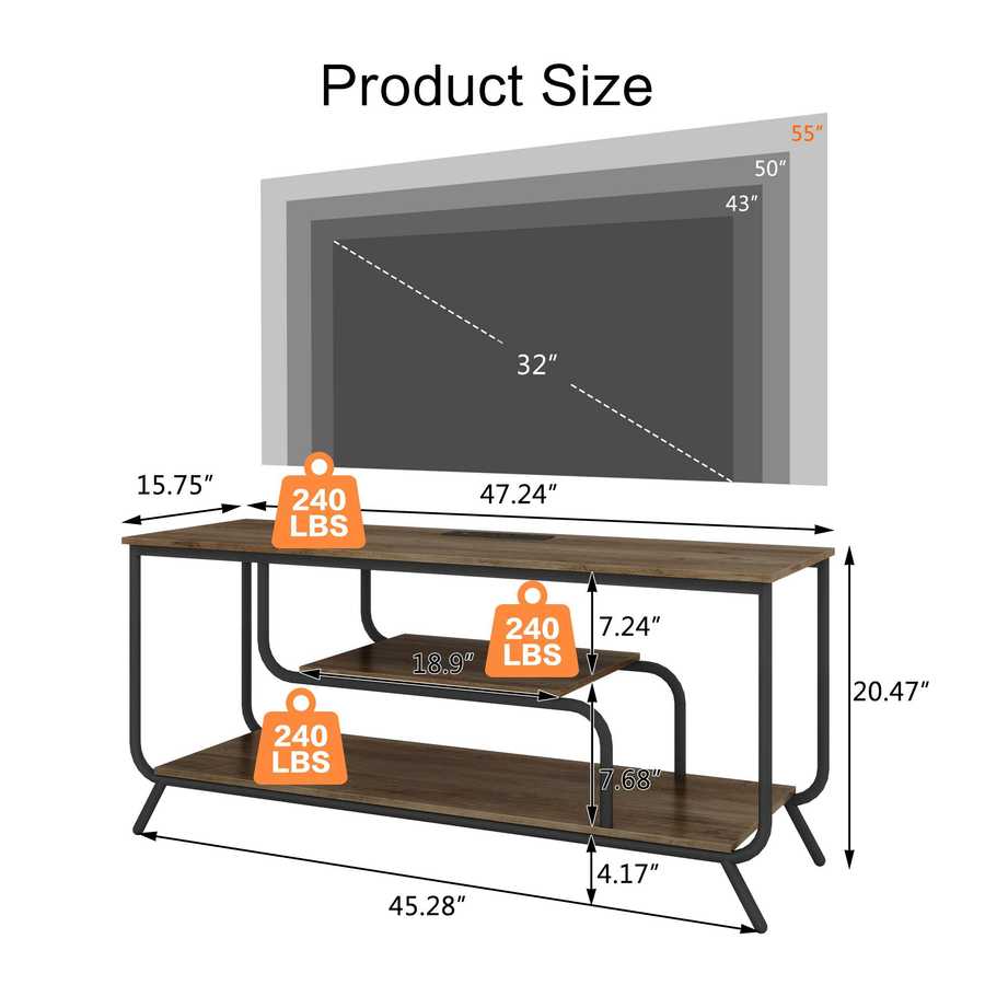 MLNshops light grey TV console for 55 inch TV LED Light