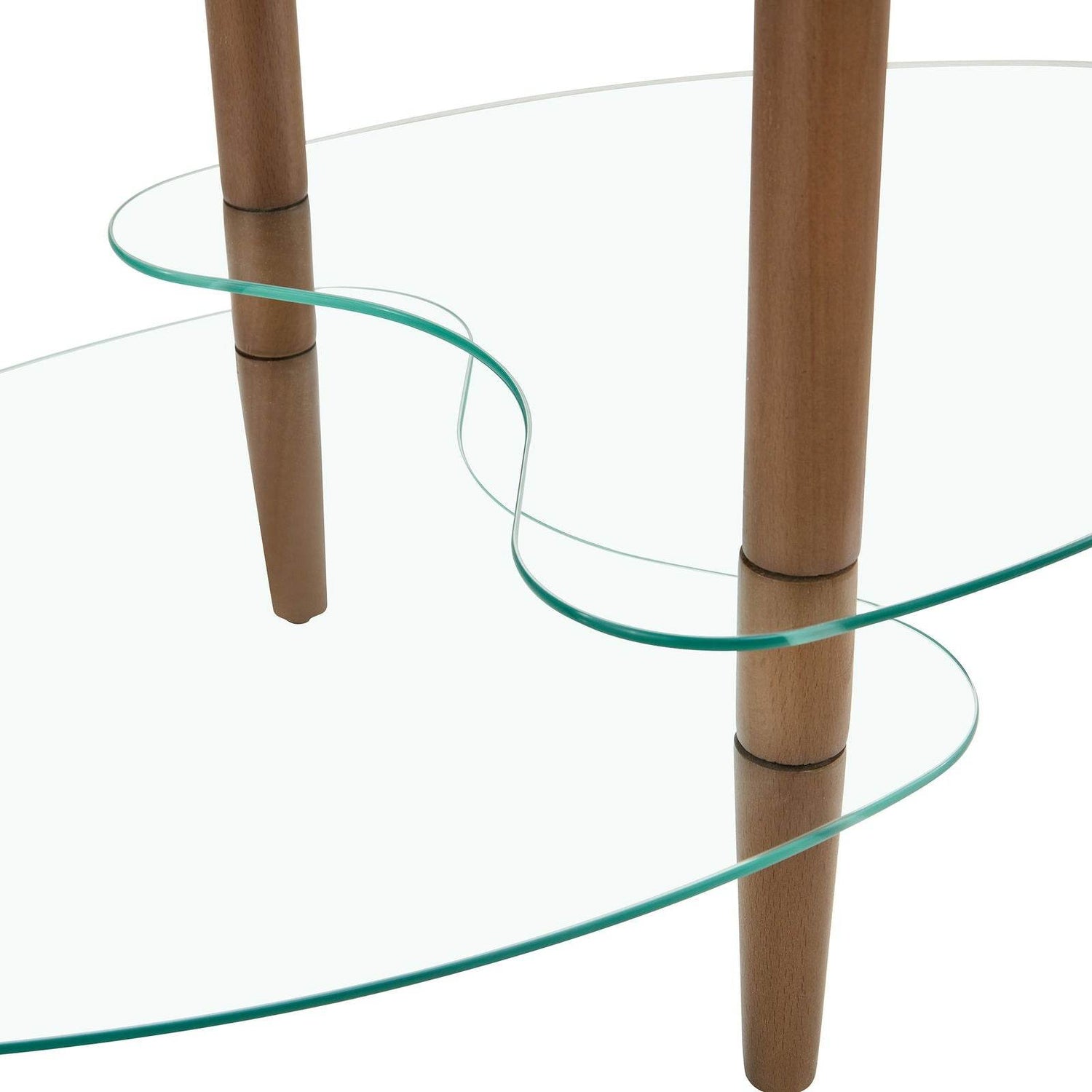 mlnshops Modern Oval Sofa Table with Oak Legs Glass Coffee Table