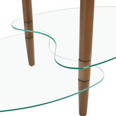 mlnshops Modern Oval Sofa Table with Oak Legs Glass Coffee Table