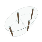 mlnshops Modern Oval Sofa Table with Oak Legs Glass Coffee Table