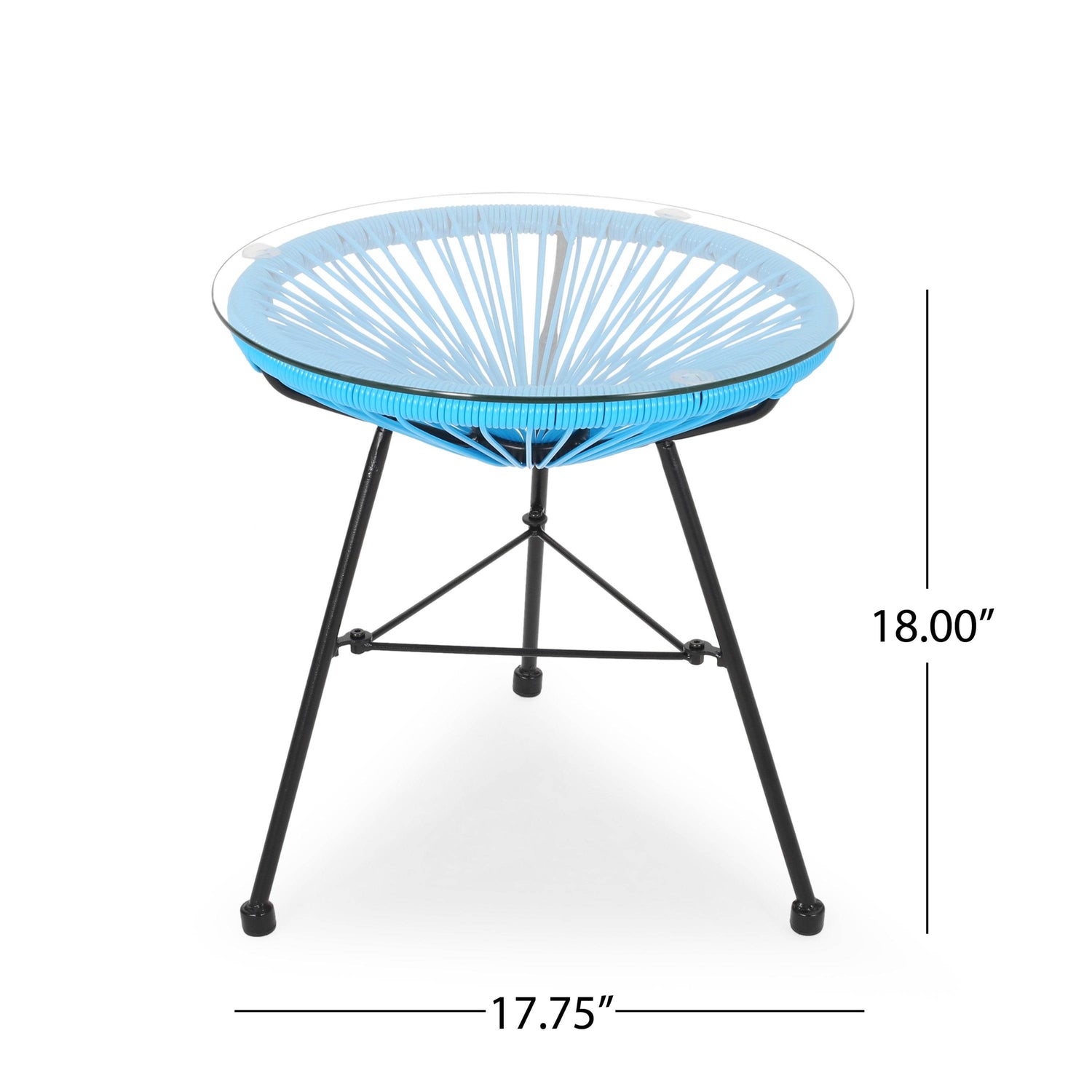 MLNshops Modern Rattan Side Table with Glass Top