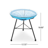 MLNshops Modern Rattan Side Table with Glass Top