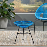 MLNshops Modern Rattan Side Table with Glass Top