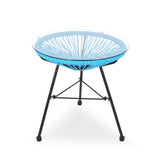 MLNshops Modern Rattan Side Table with Glass Top