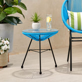 MLNshops Modern Rattan Side Table with Glass Top