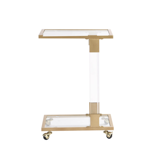 Rolling Sofa Side Table with Wheels - Gold Frame Default