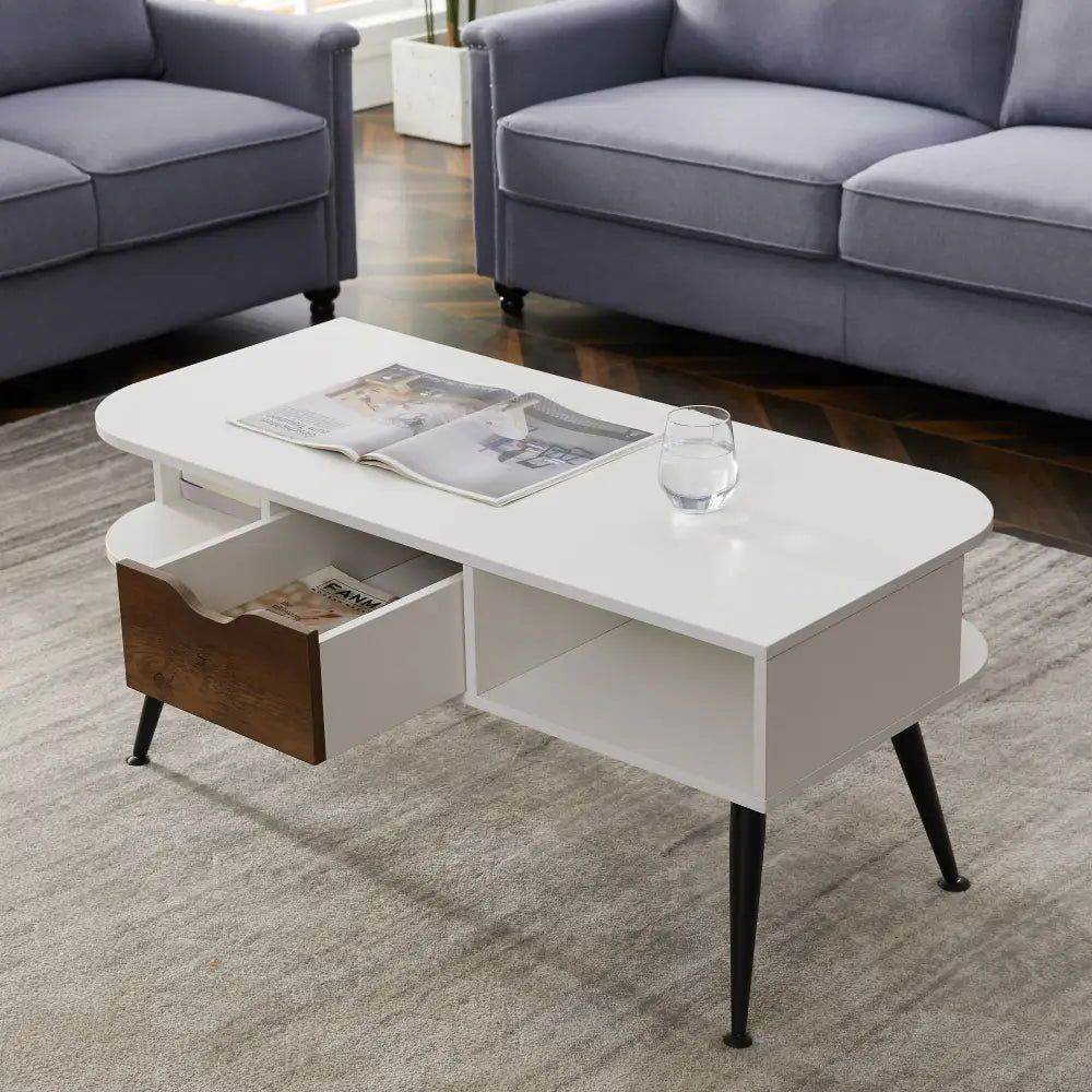 mlnshops Modern Sofa Table for Small Spaces - White Coffee Table