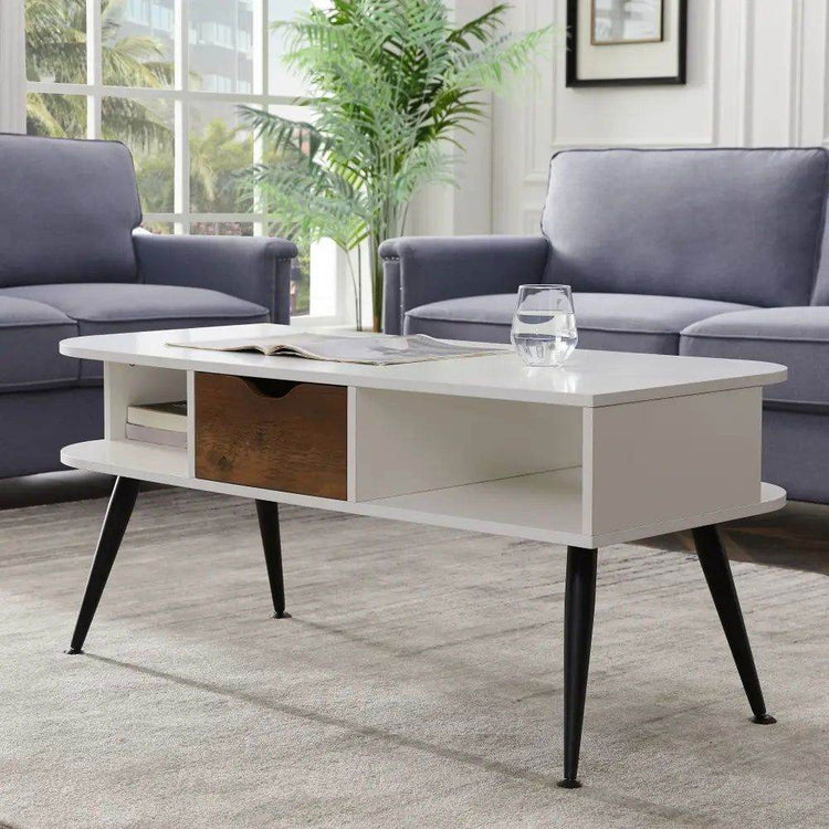 mlnshops Modern Sofa Table for Small Spaces - White Coffee Table