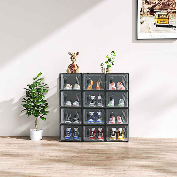 mlnshops Stackable Shoe Box Set - Clear Shoe Rack Organizer