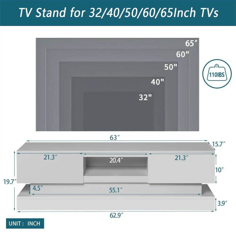 MLNshops Modern TV Stand with LED Light for Elegance